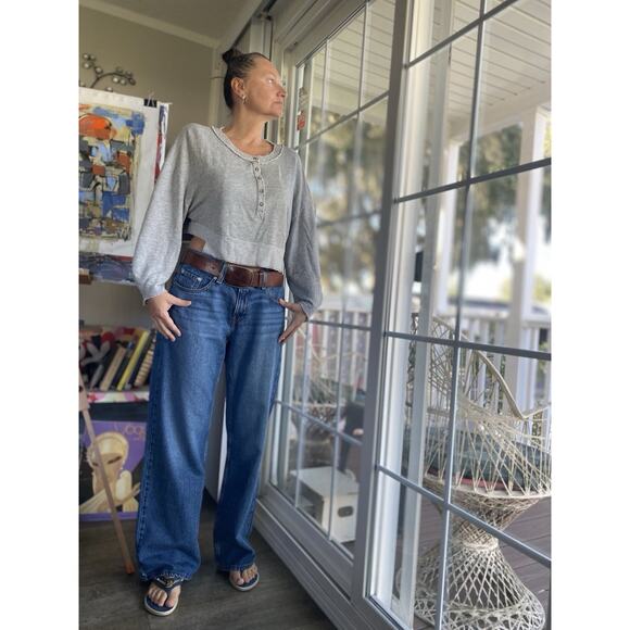 Lovers + Friends Oversized Henley Pullover Cotton XS - Picture 2 of 9